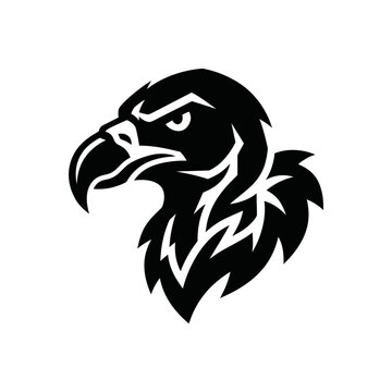 Minimalist modern black vulture hawk head profile logo icon vector illustration