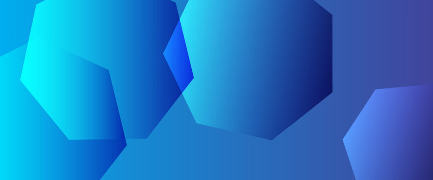 Abstract Geometric Background Vector Overlapping Transparent Heptagon Polygon Pattern Vibrant Cyan Blue Gradient Tech Banner Corporate Backdrop Layout