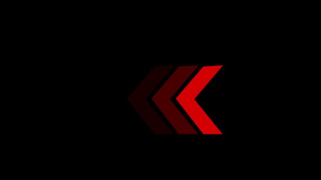 Animate arrows looping . Arrows direction. arrows isolated on a black background popping out in turns