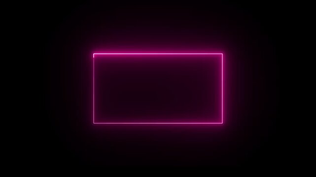 Glowing pink neon rectangle outline on a dark black background with subtle light glow frame