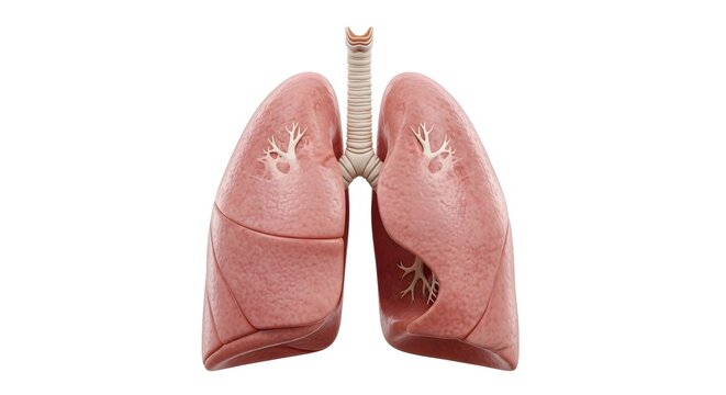 Human lungs anatomy 3D illustration with trachea and bronchi