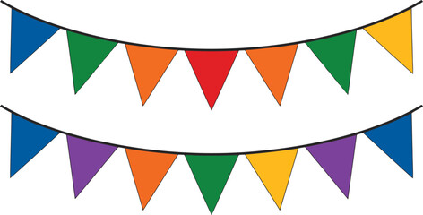 Obraz premium Rainbow Triangle Bunting Flags Suspended on Two Lines party celebration