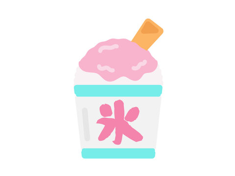 いちご味のかき氷　イラスト