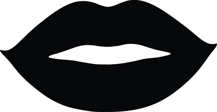 Black silhouette of woman's lips minimalist graphic design element