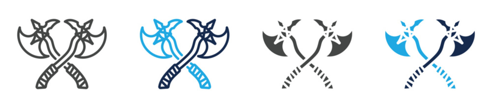 battle axe icon set multiple concept