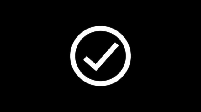 check mark icon animation verified success symbol on transparent background.4k video