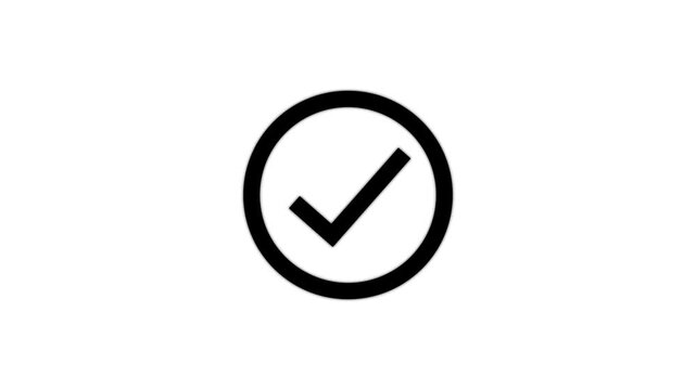 check mark icon animation verified success symbol on transparent background.