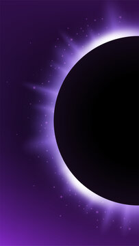 Abstract Purple Solar Eclipse Mobile Wallpaper, Vector Illustration