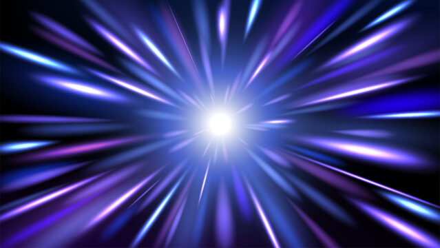 Dynamic Blue Light Speed Background, Vector Illustration
