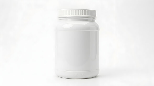 White plastic supplement bottle with cap