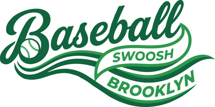 Vintage baseball script typography badge emblem with swoosh sporty lettering clean editable vector branding illustration design