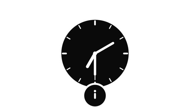 Animated clock with information symbol notification for ui and ux animation