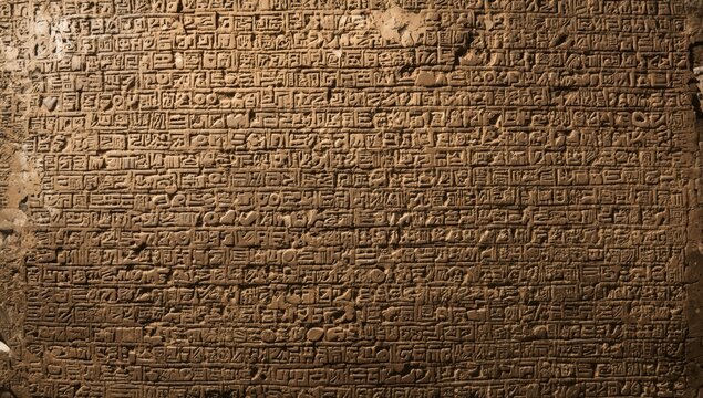 Ancient clay tablet with cuneiform inscriptions on surface