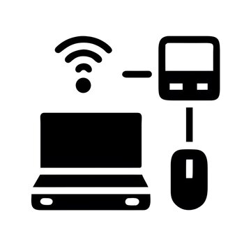 Wireless Computer Network Technology Black Glyph Vector Icon Set
