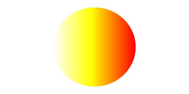 Minimalist abstract sun sphere with vibrant red and yellow gradient isolated on white
