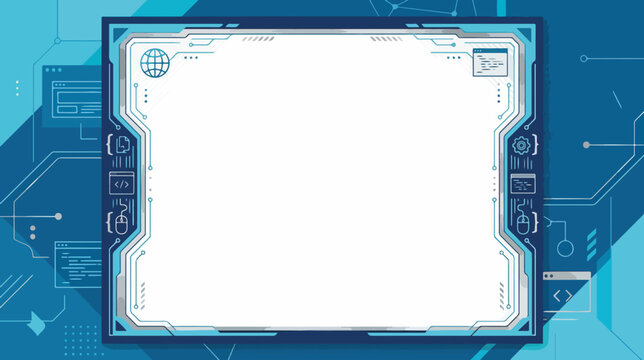 Technology and coding certificate template with blank space. Futuristic digital diploma frame for IT and software development. Vector illustration
