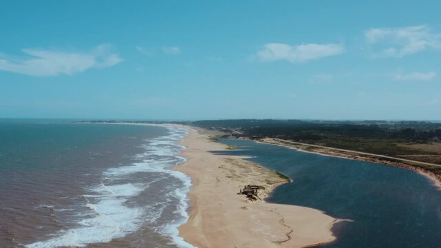 Aerial Seascape: Playa Garzon Beach with Laguna Jos&eacute; Ignacio Estuary and Wildlife Sanctuary