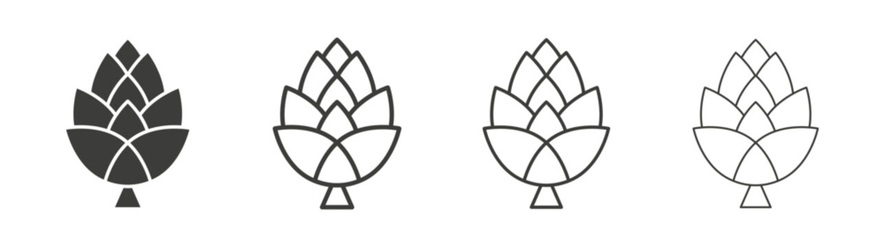 Fir cone icon design vectors in black. Suitable for web design