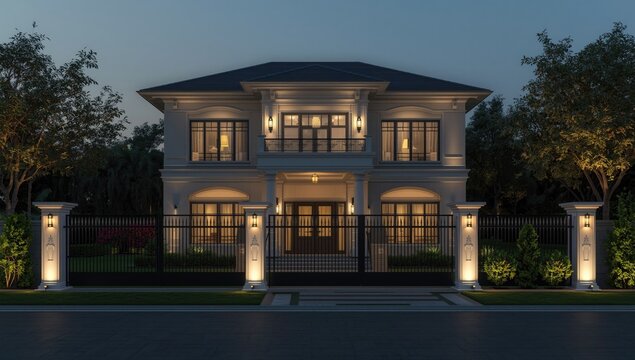 Premium villa designed with elegant features and boundary fence protection