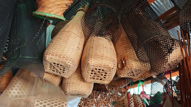 Fishing devices, fish traps  , a traditional Thai handicraft , hand made.