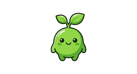 Fototapeta premium Cute Green Plant Sprout Character Mascot Isolated on White Background