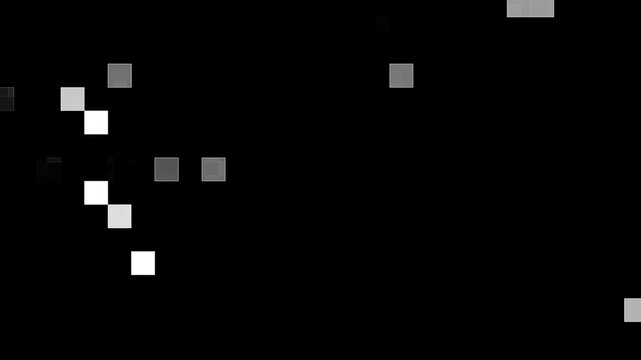 Shining stripes transition masks animation on black background. Unique transition expands overlay for cinematic footage. Gradient pixel transition. Many squares shaped, cleaned up the whole screen.