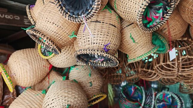 Fishing devices, fish traps  , a traditional Thai handicraft , hand made