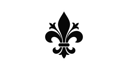 Fleur de lis Silhouette On White Background Heraldic Design Element © Nasima
