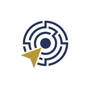 A gold pointer navigating a circular blue maze