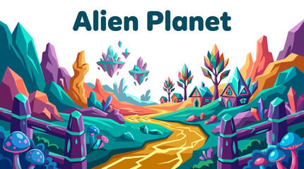 distant alien world displaying enormous crystal formations, unusual terrain structures and an exotic extraterrestrial environment. The scene represents science fiction concepts, planetary exploration © Ethan