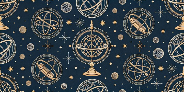 seamless pattern with Armillary sphere
