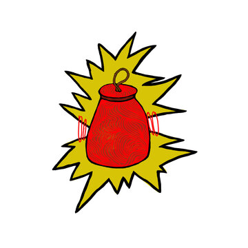 Mystical red artifact with energy flash illustration,magical ritual object,primitive art brut sacred symbol