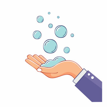 Hand with Soap Bubbles