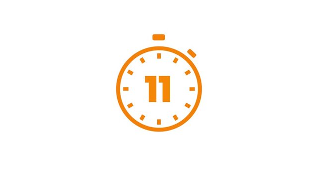 20 seconds, 0 minute countdown, Analog of simple clean timer motion graphic with text numbers, in and out, exercise pause