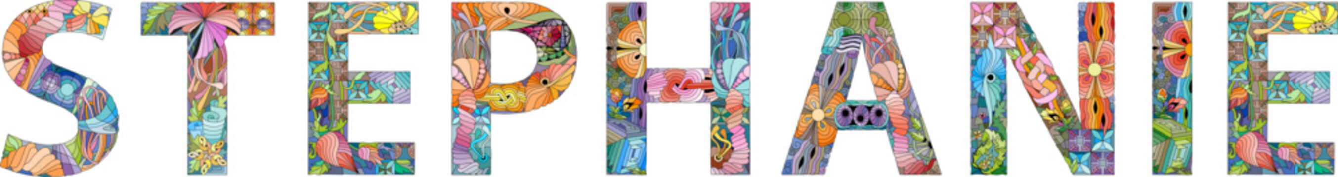 Female name Stephanie. Vector decorative object