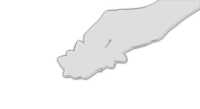 A hand with fingers extended is shown on a transparent background