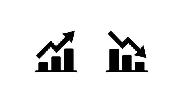 Business Growth Decline Icon Set - Bar Chart Arrow Up Down Profit Loss Finance Trend Vector Adobe Stock