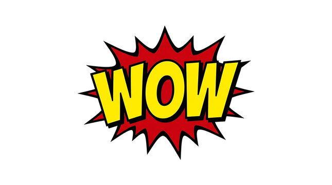 Comic book style speech bubble with the word wow