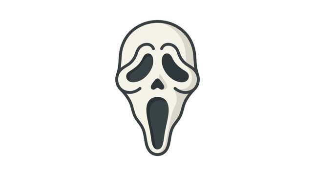 Spooky White Screaming Ghost Mask Illustration for Halloween and Horror Design