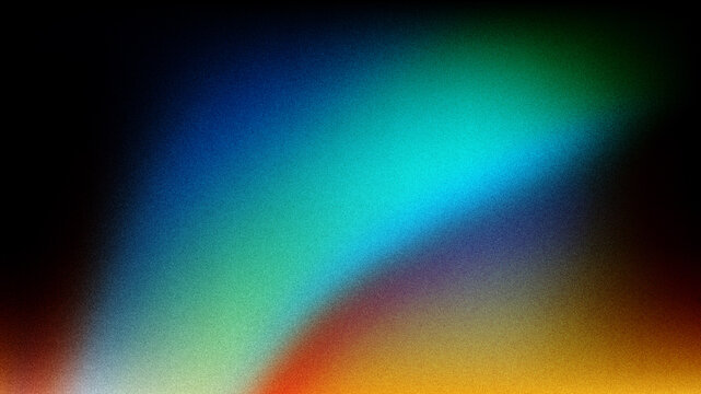 Vibrant grainy gradient background with soft light leaks, abstract colorful noise texture, cinematic blurred rainbow glow for modern digital design