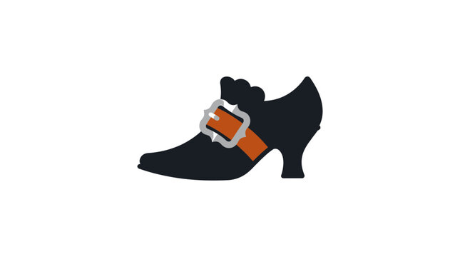 Traditional Colonial Style Black Buckled Shoe Illustration for Thanksgiving