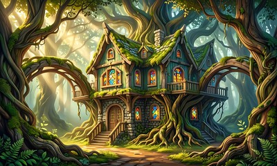 Fototapeta premium The house in the forest