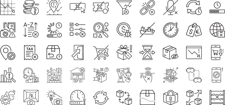 Economic Recession and API Integration Failure Icons Set