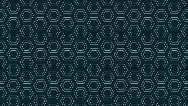 Geometric hexagonal grid pattern nested frames tealgold - seamless vector background