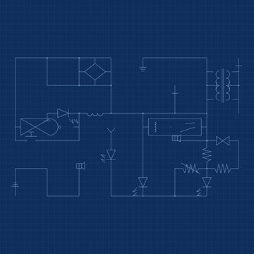 Cyan electronic circuit schematic blueprint blueprint diagram