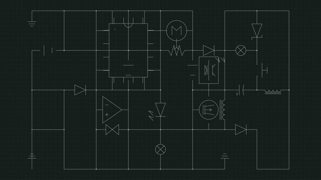 Amber electronic circuit schematic blueprint chalkboard diagram