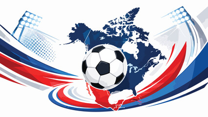 Naklejka premium North America Football Soccer Championship Background with ball and map