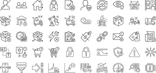 Business security breach and data loss line icon set © HM