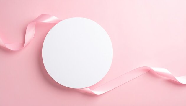 Elegant Pink Background with Ribbon and Blank Circle for Text or Design.