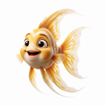 Beautiful and cute golden fish swimming gracefully underwater in vibrant marine environment